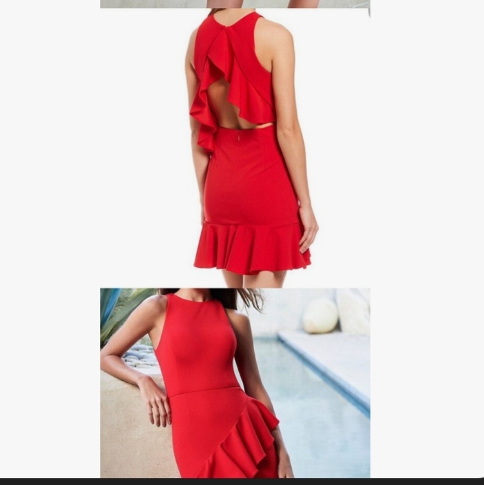 NEW  Gianni Binni Elegant Red Ruffle Dress